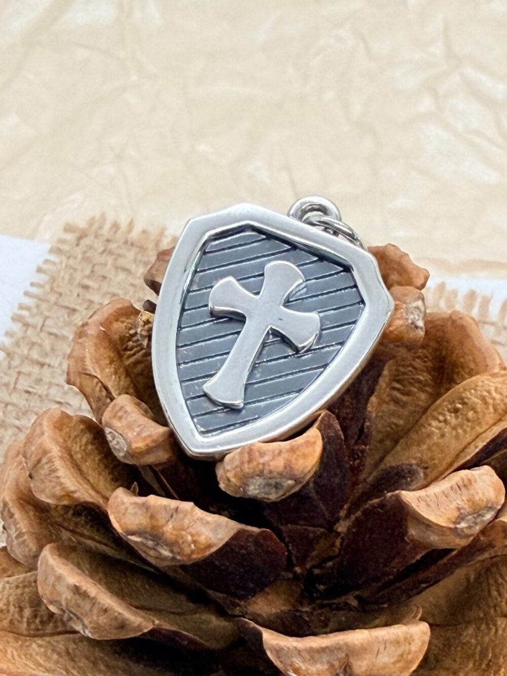James Avery Cross and Shield Charm Sterling Silver Faith Christian